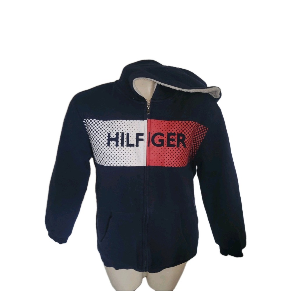 Tommy Hilfiger Jacket XL‎ Navy Red Tommy Jeans logo Y2K 90s Retro Comfy sherpa
